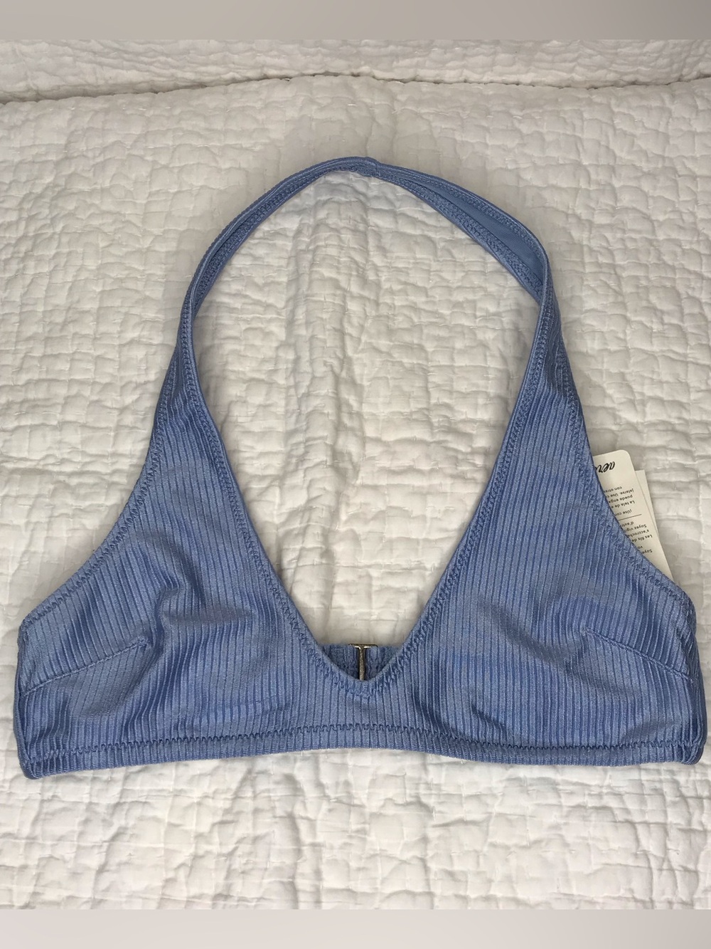 aerie Ribbed Halter Bikini Top - Light Blue NWT  Sz XS
